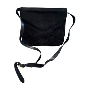Vintage Salvatore Ferragamo Quilted Black Suede Crossbody Bag